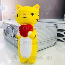 Котик Желток с сердечком сквиши антистресс игрушка