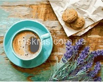 Кофе и букет лаванды